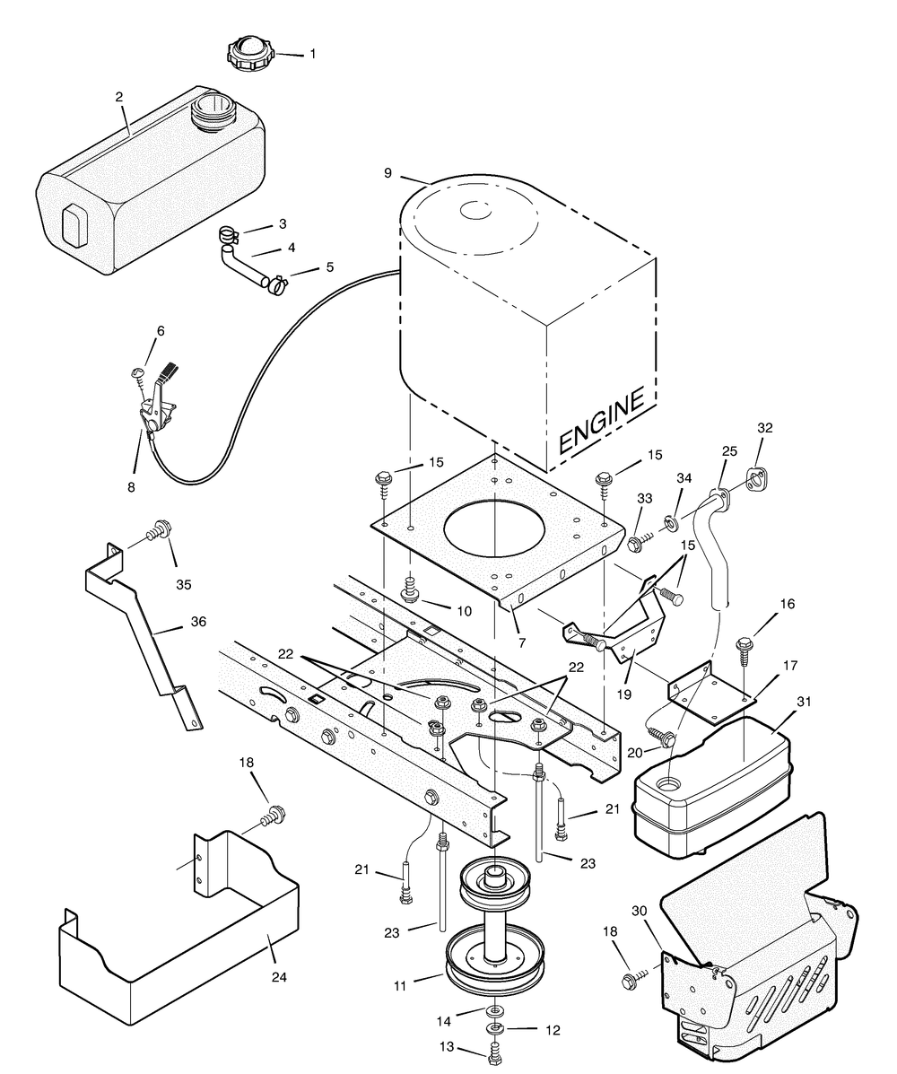 Engine Mount Diagram and Parts List for 405004X52A 2004 Briggs and Stratton Lawn Tractor